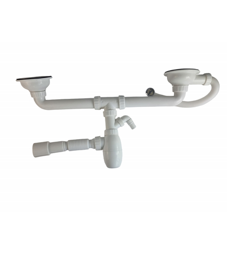 B731V Sifon universal pentru chiuvetă dublă preaplin rotund