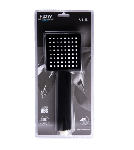 FPDF-4B Cap de dus patrat, negru ABS, FLOW