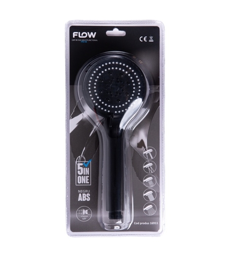 FPD-5B Cap de dus multifunctional 5 in 1, negru ABS, FLOW