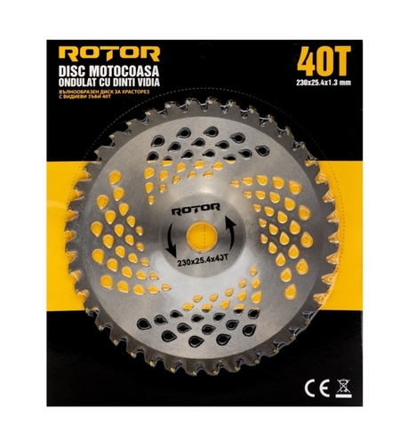Disc pentru motocoasa Vidia ondulat (tip oala) 230×25,4×1,3mm 40T ROTOR
