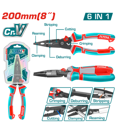 TOTAL - CLESTE CU VARF ASCUTIT MULTIFUNCTIONAL 6 IN 1 8