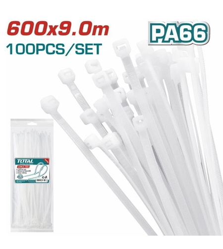 TOTAL - COLIERE DE PLASTIC - 100BUC - 9X600MM NYLON 66