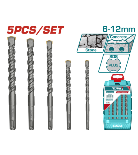 TOTAL - SET BURGHIE ROTOPERCUTOR SDS PLUS: 5 BUC (INDUSTRIAL)