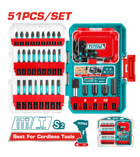 TOTAL - SET 51 PIESE BITI DE IMPACT PENTRU SURUBELNITA