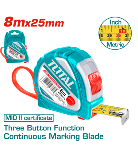 TOTAL - RULETA 8M X 25MM - BUTON 3 FUNCTII