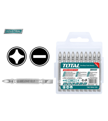 TOTAL - BIT - PH2 + SL6.0*1.0/ 65MM/ 10 BUC/SET (INDUSTRIAL)