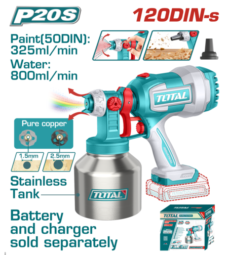TOTAL - PISTOL DE VOPSIT - 800ML - LI-ION - 20V (NU INCLUDE ACUMULATOR)