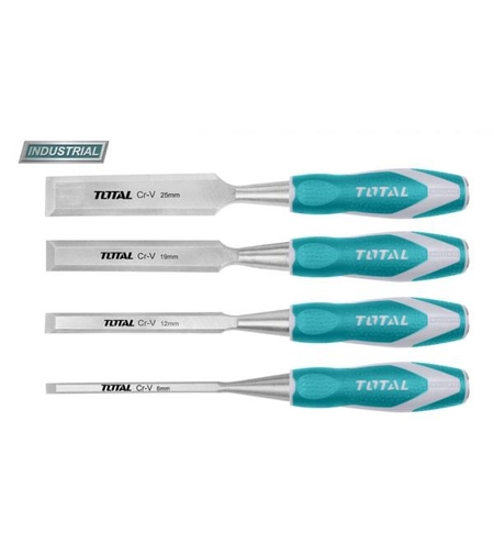 TOTAL - SET 4 DALTI PENTRU LEMN (6MM, 12MM, 19MM, 25MM) - CR-V (INDUSTRIAL)