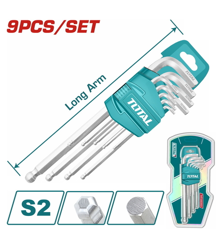 TOTAL - SET 9 CHEI IMBUS HEXAGONALE - CAP BILA - 1.5-10MM, CR-V (INDUSTRIAL)