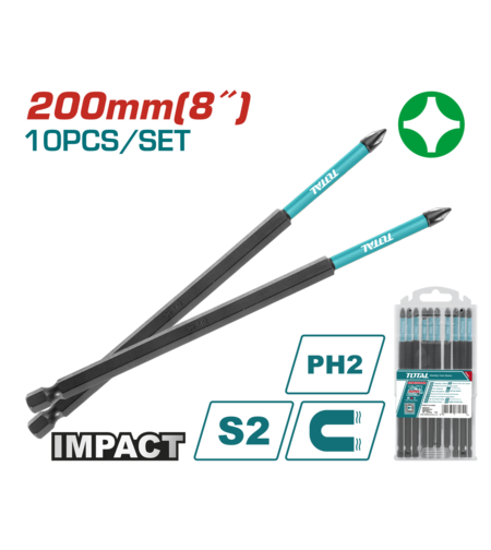 TOTAL - SET 10 BITI DE IMPACT PH2X200MM