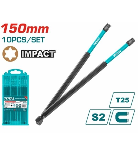 TOTAL - SET 10 BITI DE IMPACT PENTRU SURUBELNITA 150MM
