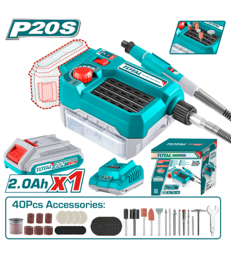 TOTAL - MINI POLIZOR - 20V - 2.0Ah (INCLUDE ACUMULATOR SI INCARCATOR)