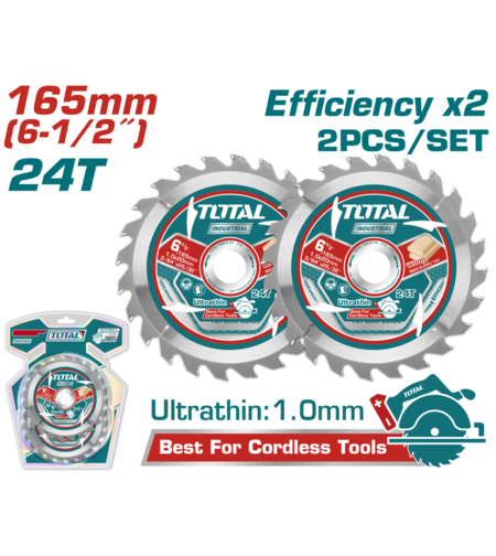 TOTAL - SET 2 DISCURI 165MM ULTRA SUBTIRI TAIERE LEMN