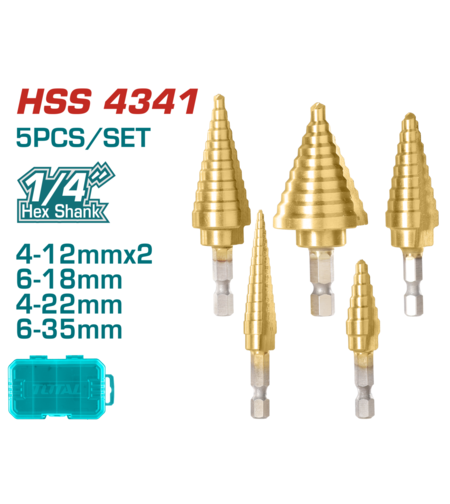 TOTAL - SET 5 BUCATI BURGHIE IN TREPTE HSS 4341