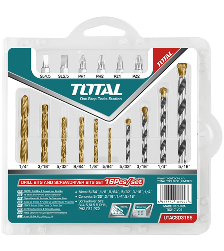 TOTAL - SET BURGHIE PENTRU METAL/BETON SI BITURI: 16 BUC