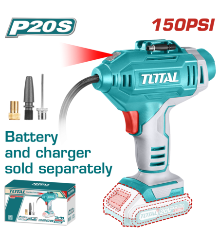 TOTAL - COMPRESOR AER - 150PSI/10.34BAR - LI-ION - 20V (NU INCLUDE ACUMULATOR SI INCARCATOR)