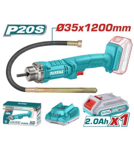 TOTAL - VIBRATOR DE BETON - 20V - 2.0Ah (INCLUDE ACUMULATOR SI INCARCATOR)