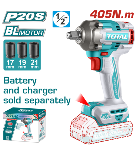 TOTAL - MASINA DE INSURUBAT CU IMPACT - 20V - 405N.m 1/2