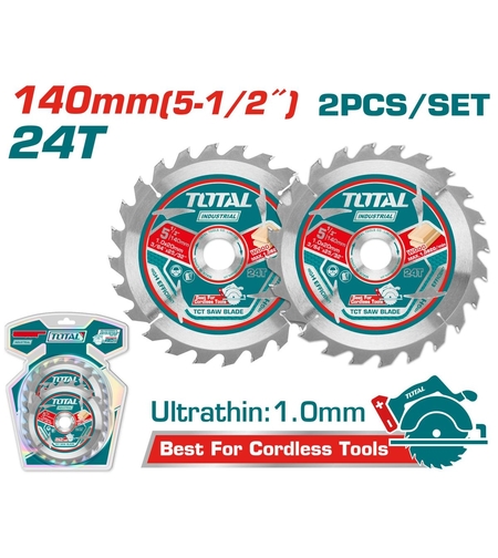 TOTAL - SET 2 BC PANZA FERASTRAU TCT PENTRU LEMN - 140X12.7MM (INDUSTRIAL)