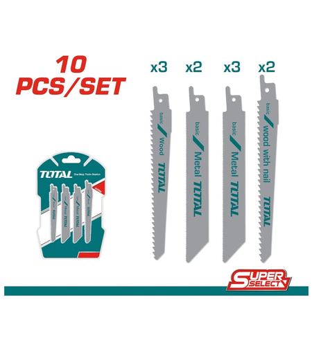 TOTAL - SET LAME FIERASTRAU SABIE PENTRU LEMN SI METAL 150MM, 200MM - 10 BUC