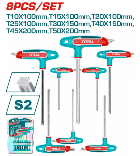 TOTAL - SET 8 CHEI TORX IN T: 2-10MM, Cr-V (INDUSTRIAL)