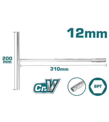 TOTAL - CHEIE TUBULARA CU MANER IN T - 12MM, 200X310MM (INDUSTRIAL)