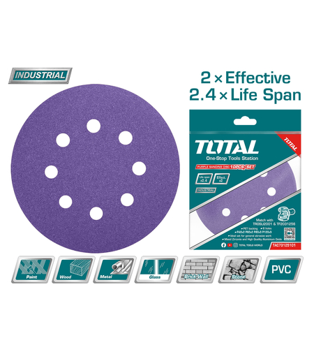 TOTAL - DISC HARTIE ABRAZIVA 125MM - P40,P60,P80,P120