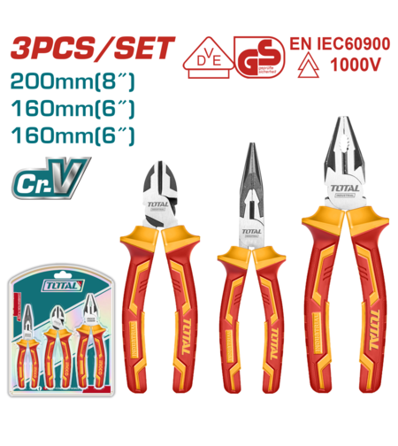 TOTAL - SET 3 CLESTI IZOLATI PENTRU ELECTRICIAN - Cr-V