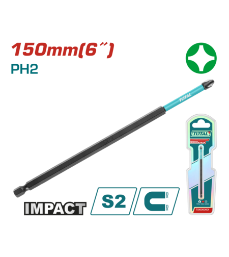 TOTAL - BIT LUNG PENTRU SURUBELNITA CU IMPACTPH2, 150MM