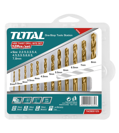 TOTAL - SET BURGHIE PENTRU METAL HSS: 12 BUC