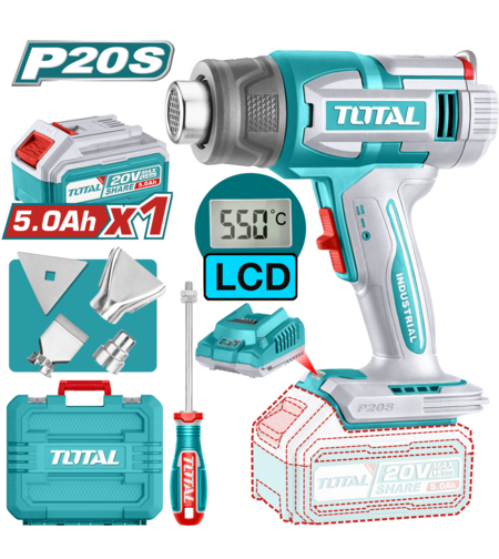 TOTAL - SUFLANTA CU AER CALD - 20V (INCLUDE ACUMULATOR 5.0Ah SI INCARCATOR)