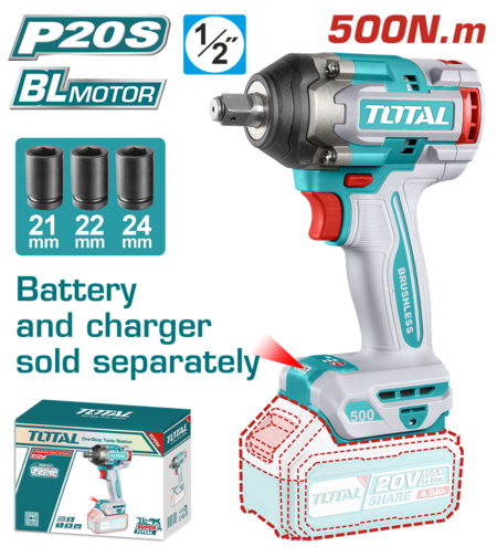 TOTAL - MASINA DE INSURUBAT CU IMPACT - 20V - MOTOR FARA PERII (NU INCLUDE ACUMULATOR) 1/2''