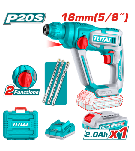 TOTAL - CIOCAN ROTOPERCUTOR - 20V - LI-ION (INCLUDE ACUMULATOR SI INCARCATOR)