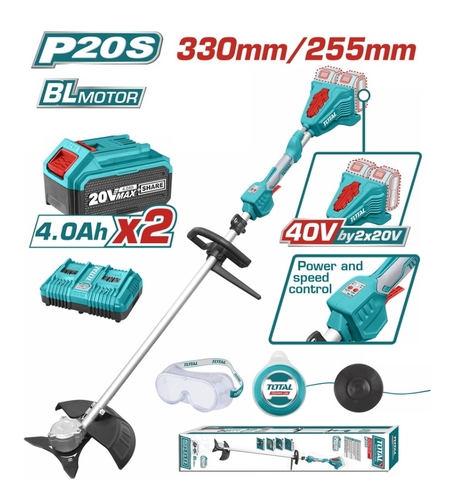 TOTAL - MOTOCOASA SI TRIMMER 40V - LI-ION (INCLUDE 2 ACUMULATORI, 1 INCARCATOR)