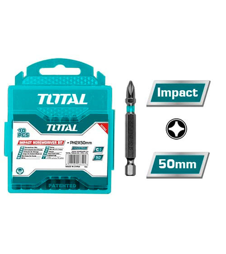 TOTAL - SET 10 BITI DE IMPACT PH2X50MM