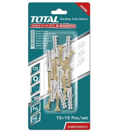 TOTAL - SET DIBLURI CU SURUBURI - ST5.0X50MM - DIBLU-8X40MM - 10 BUC