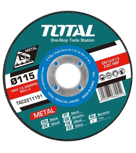 TOTAL - SET 10 DISCURI ABRAZIVE TAIERE METALE - 115X1.2MM