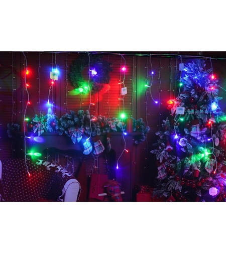 Instalatie de Craciun, Flippy®, Tip Turturi, Sectiune 5 m, 143 LED-uri, 8 Jocuri de Lumini, Fir Alb, Lumina RB-RG, IP44, Interconectabila