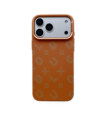 Carcasa Magnetica, Vafy, Compatibila Apple iPhone 17 Pro Max, din Fibra de Carbon, Litere Fosforescente, Portocaliu
