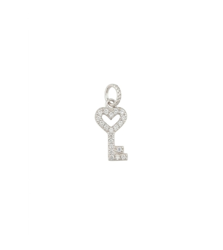 Pandantiv Jolie Silver din Argint 925, Model „Cheia Inimii” cu Minizirconii, Design Minimalist