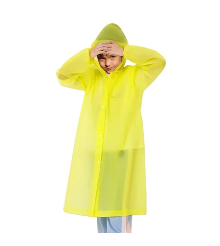 Pelerina de Ploaie, Flippy, pentru Copii 100-145 cm, din EVA, Impermeabila, Inchidere cu Capse, Galben
