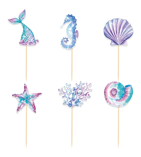 Set 6 Props-uri pentru Prajituri Sirena, Flippy, Colectia Mermaid, Multicolor