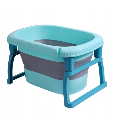 Cada Pliabila pentru Baie, Flippy, din PP+TPE, pentru Copii 0-6 Ani, cu Picioare, Suport de Sezut, Scurgere Etans, 80 x 52 x 42 cm, Albastru