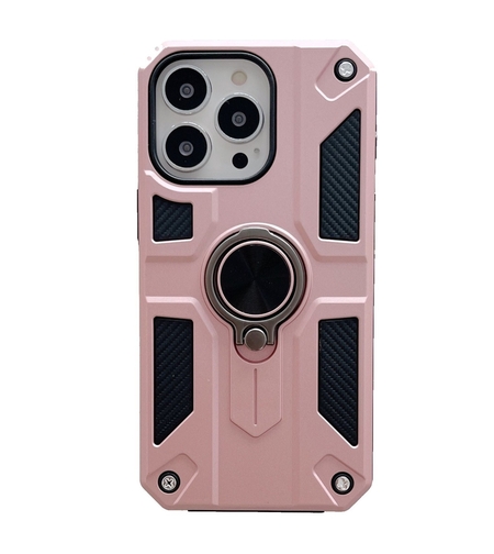 Husa protectie Vafy compatibila cu Apple iPhone 13 Mini Defender Model 5 cu suport prindere inel,Roz Auriu