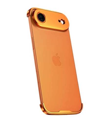 Carcasa de Telefon, Vafy, Compatibila Apple iPhone 17 Air, Fara Rama, doar Colturi si Camera, din Metal, Grosime 0.1 mm, Portocaliu