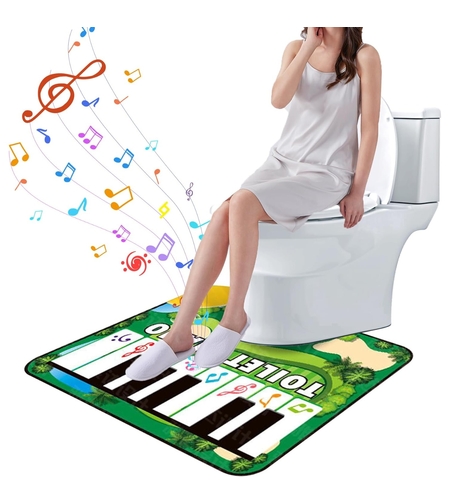 Covoras de Baie, Flippy, Model Pian Electric, Interactiv, 3 Moduri, +14 Ani, din Panza, cu Baterii, 60 x 48 cm, Verde