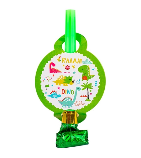 Set 6 Suflatori, Flippy, Colectia Dino Park, 12 x 7 cm, din Carton/Plastic/Hartie, Multicolor
