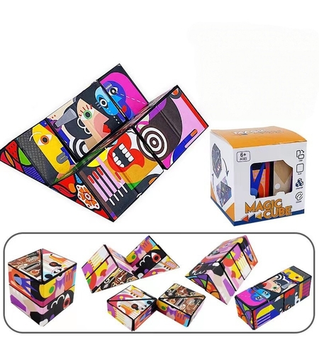 Jucarie Interactiva, Flippy, 3D Cub Rubik, Diferite Forme, Anti-stress, Abstract, Multicolor
