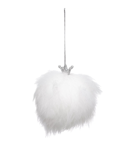 Glob decorativ Atmosphera cu finisaj pufos, diametru 8 cm, alb