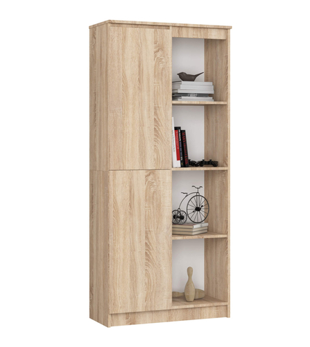 Dulap cu usa si 8 etajere, PAL laminat 16 mm, 80x35x180 cm, stejar sonoma